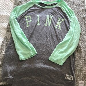 PINK - Grey and Mint baseball Cut shirt